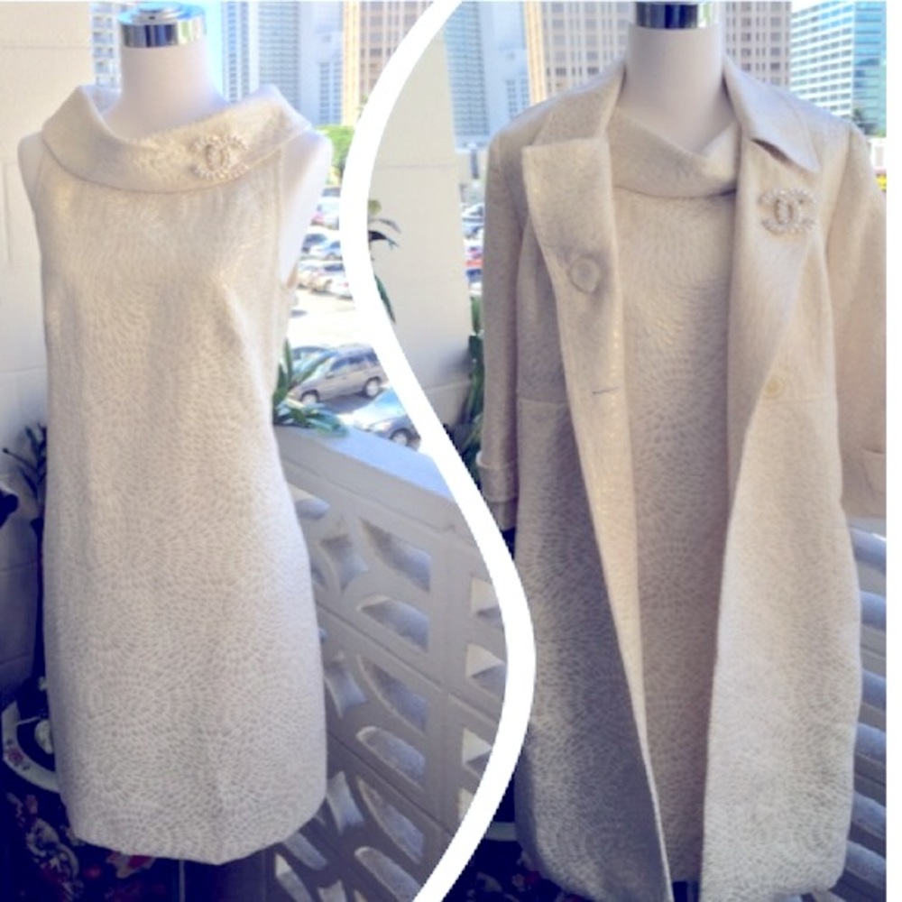 MICHAEL KORS Beige/gold dress/coat 2 pcs